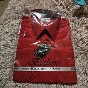 Berlioni red mens dress shirt